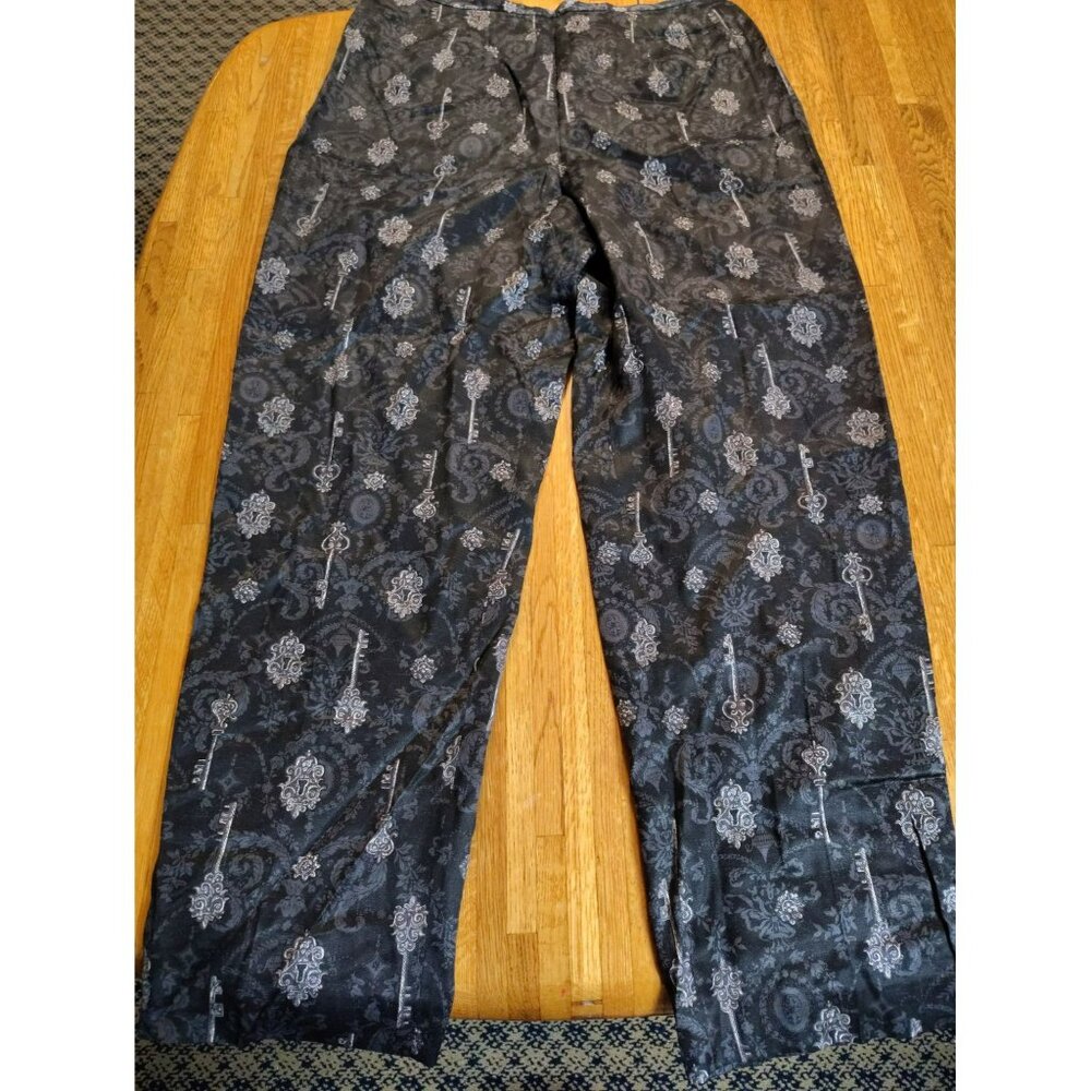 Talbots silk / wool blend antique key print gothi high-rise slacks/pants size 14